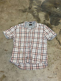 7 Diamond button up shirt plaid white orange L