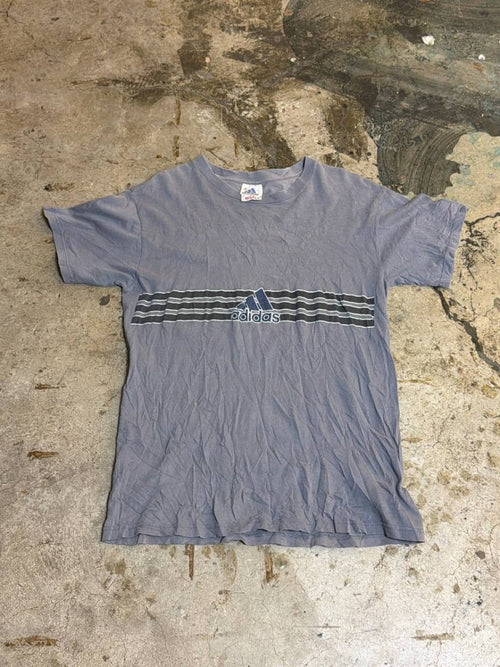 adidas graphic t-shirt striped grey S