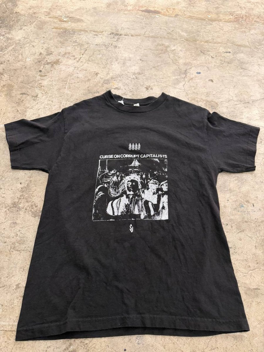 American Apparel Graphic T-Shirt Curse on Corrupt Capitalists Black Size M
