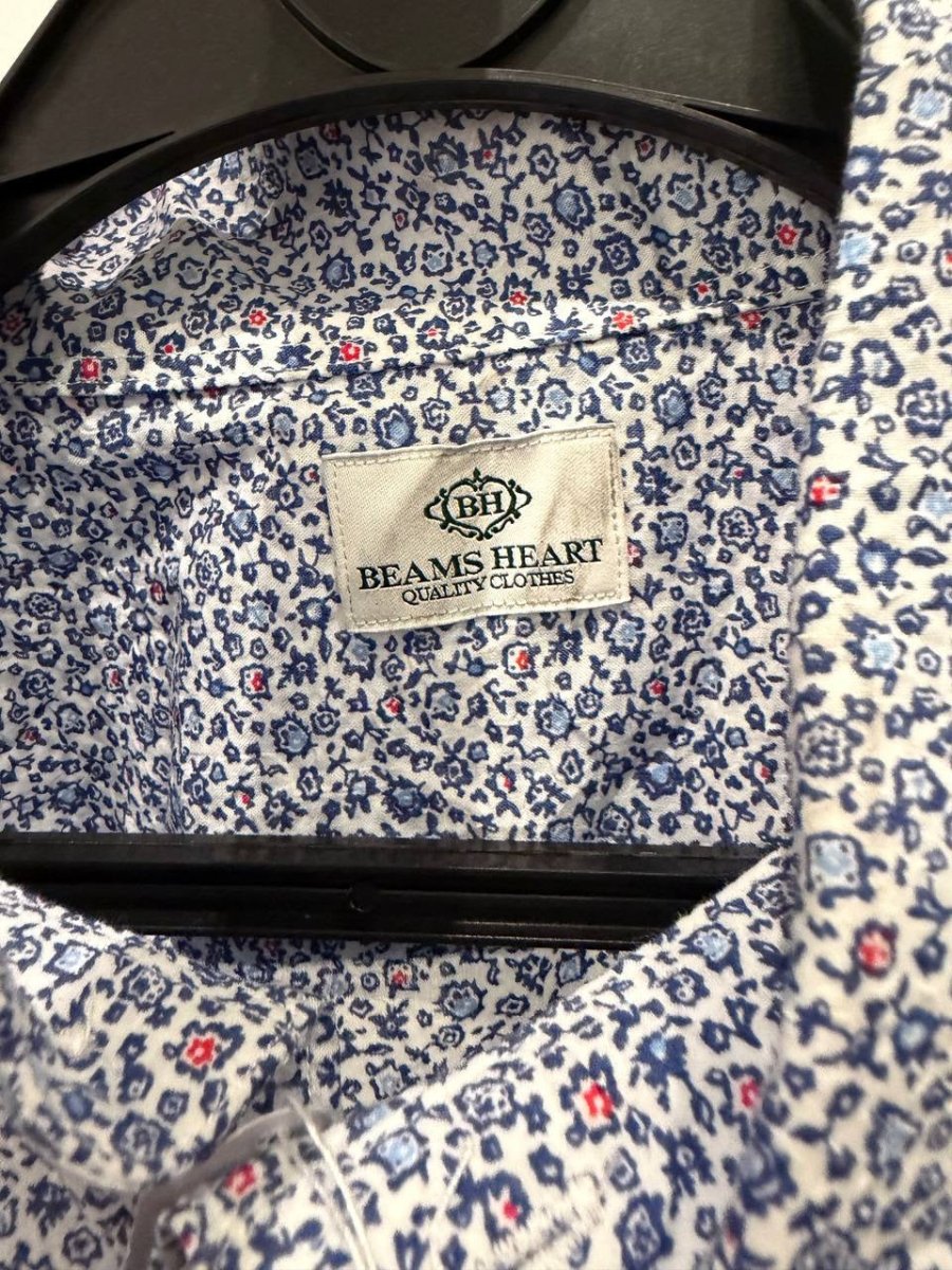 Beams Heart button up shirt floral print blue L