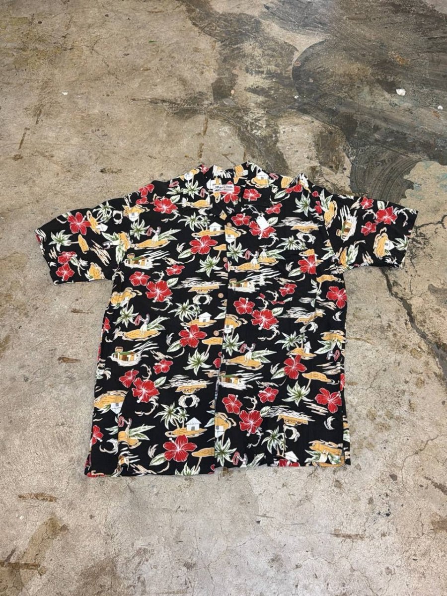 Not stated Aloha Shirt floral design black L