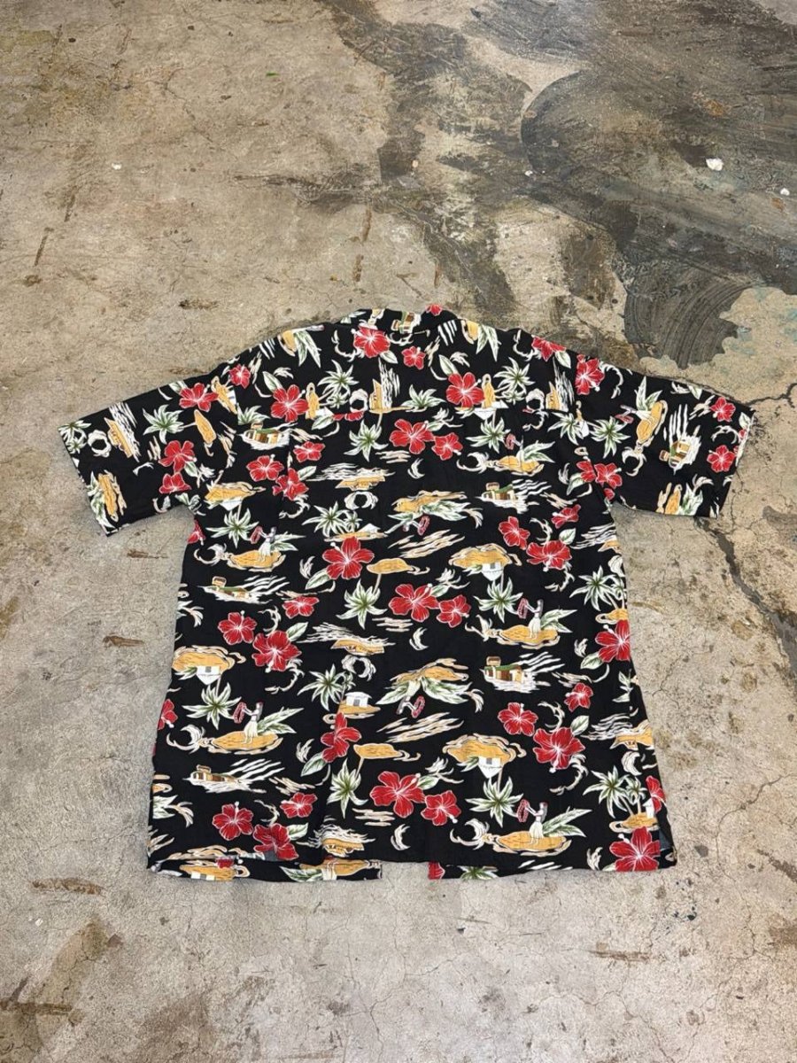 Not stated Aloha Shirt floral design black L
