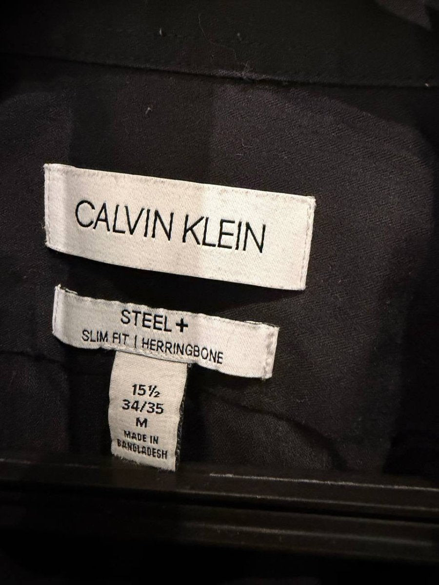 Calvin Klein Shirt Slim Fit Herringbone Black M