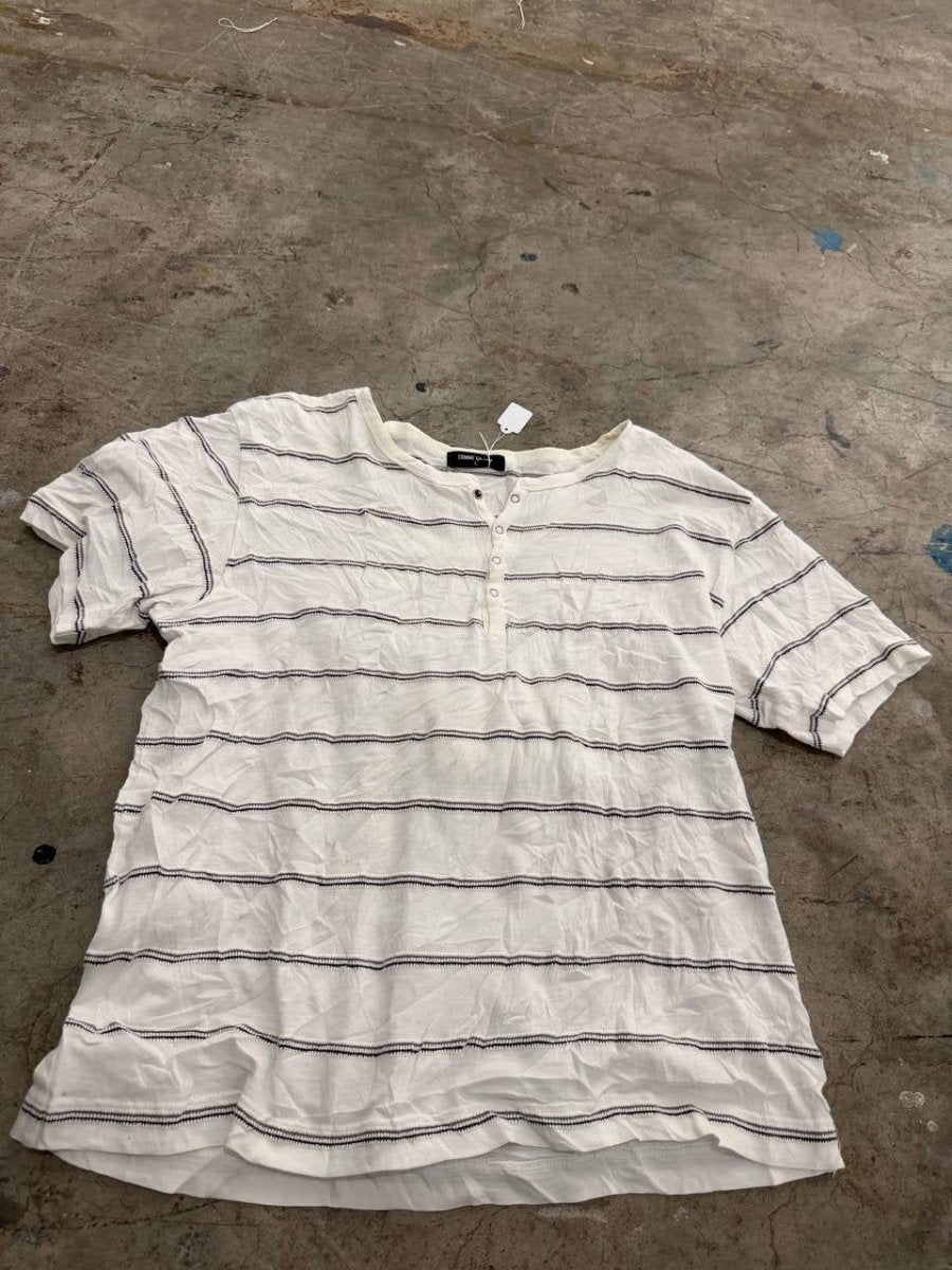 Comme Ca Ism striped Henley T-Shirt White L