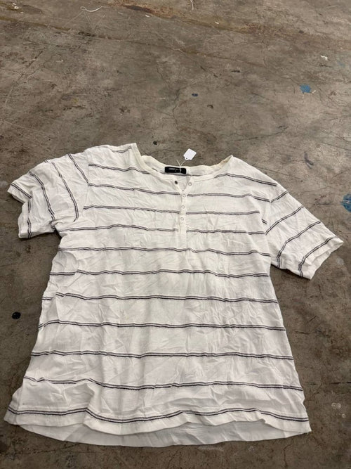Comme Ca Ism striped Henley T-Shirt White L
