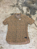 DKNY Jeans short sleeve shirt floral design brown M