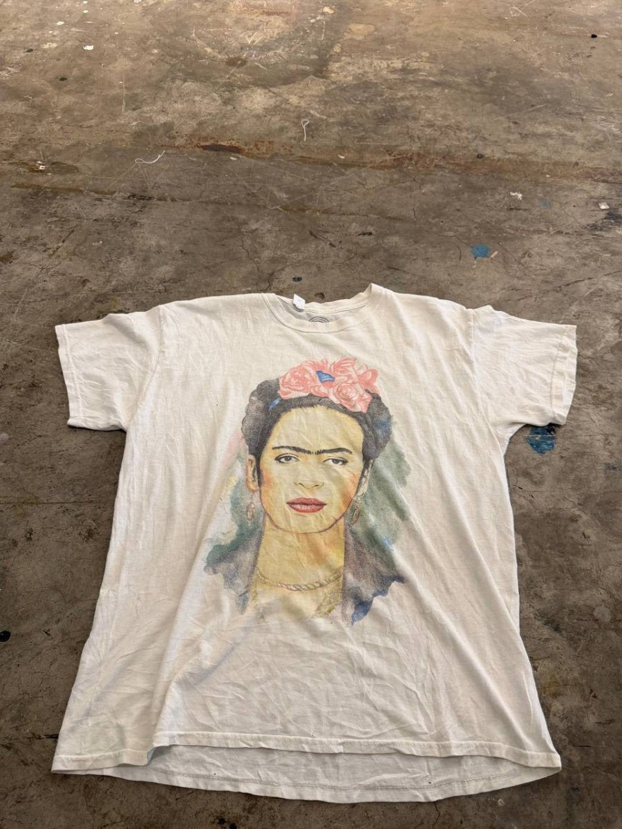 Frida Kahlo Graphic T-Shirt iconic portrait white L
