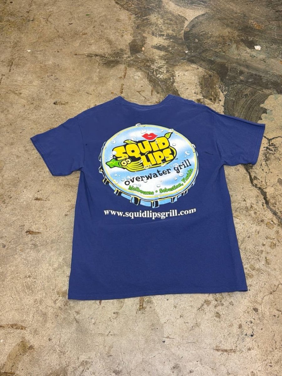 Gildan Graphic T-Shirt Squid Lips Overwater Grill Blue L