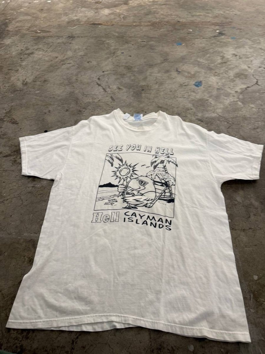 Hanes Graphic T-Shirt 'See You in Hell' Cayman Islands White XL