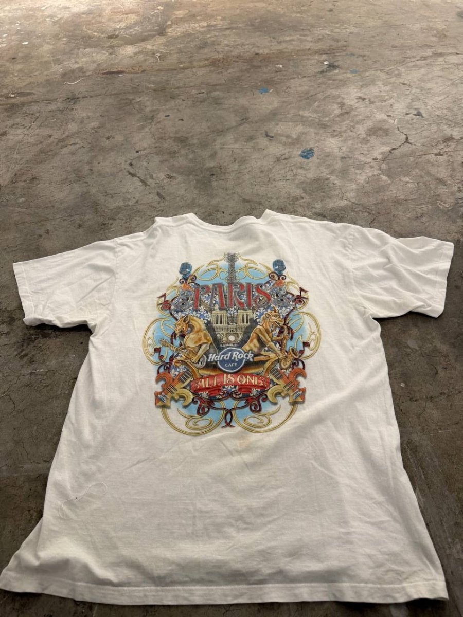 Hard Rock Cafe Graphic T-Shirt Paris Theme White XL