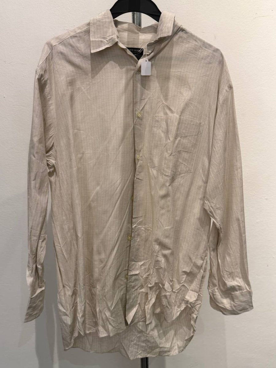 KT Pour Homme button up shirt striped design beige M