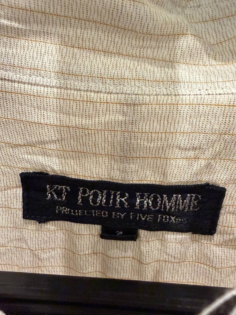 KT Pour Homme button up shirt striped design beige M