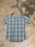 Lacoste plaid short sleeve shirt green blue M