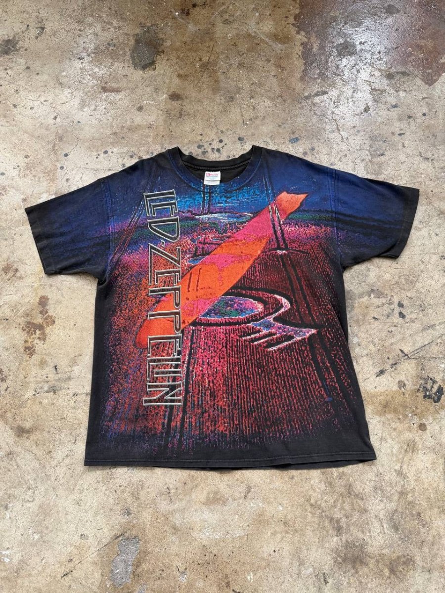 Led Zeppelin Concert Mega Print Single Stitch T-Shirt Black XL