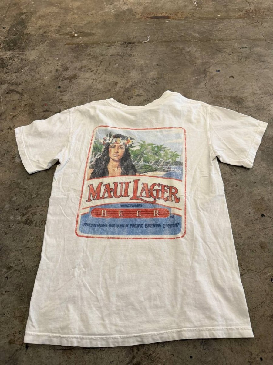 Malibu Shirts Graphic T-Shirt Maui Lager White Small