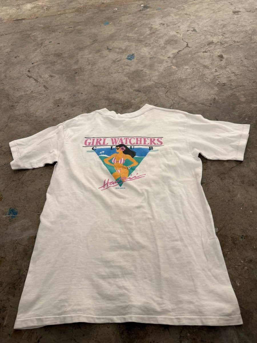 Oneita Graphic T-Shirt Girl Watchers Club White L