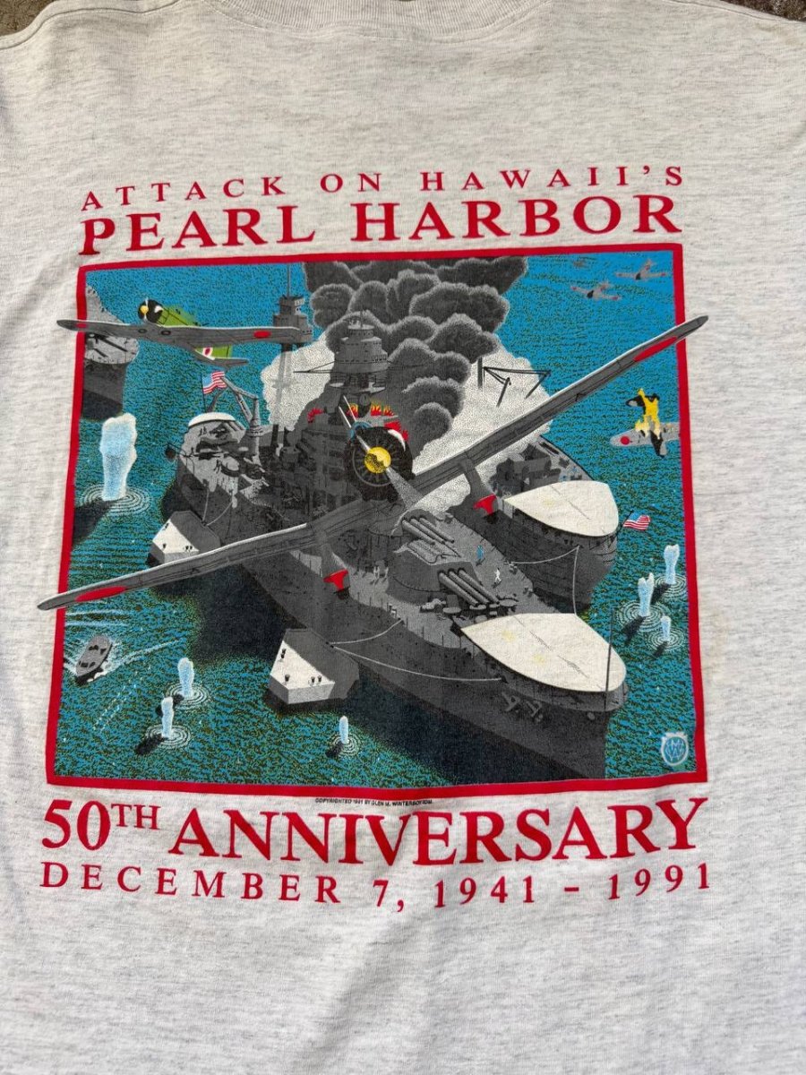 Pearl Harbor 50th Anniversary Single Stitch T-Shirt Grey L