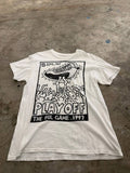 Graphic T-Shirt with Playoff design in black and white on a white fabric