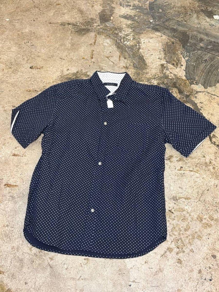 Rageblue polka dot short sleeve shirt navy size S