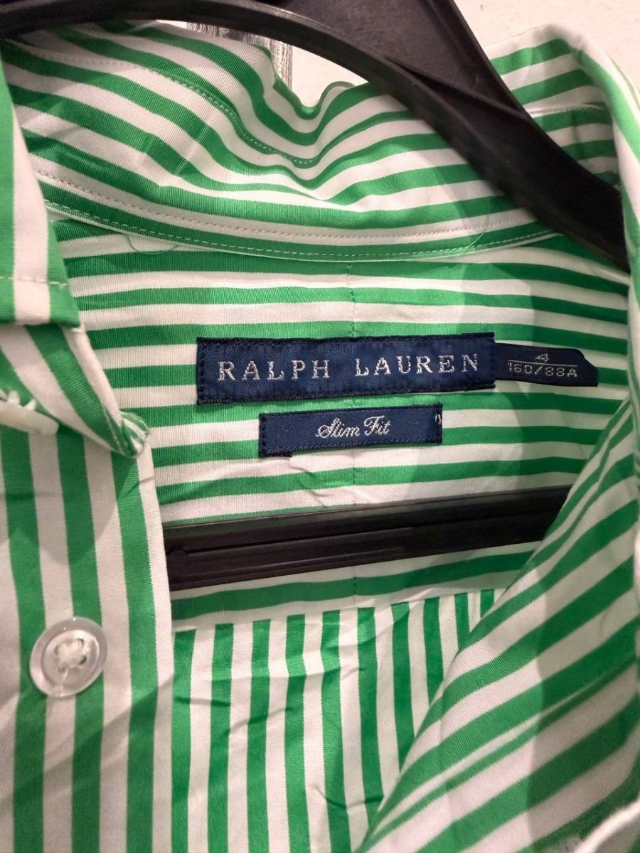 Ralph Lauren button up shirt green stripes size S