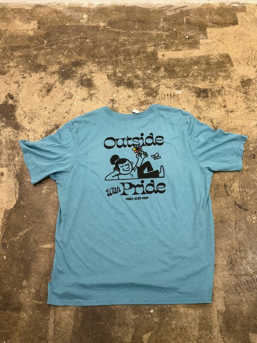 REI Co-op Graphic T-Shirt 'Outside with Pride' Blue XXL