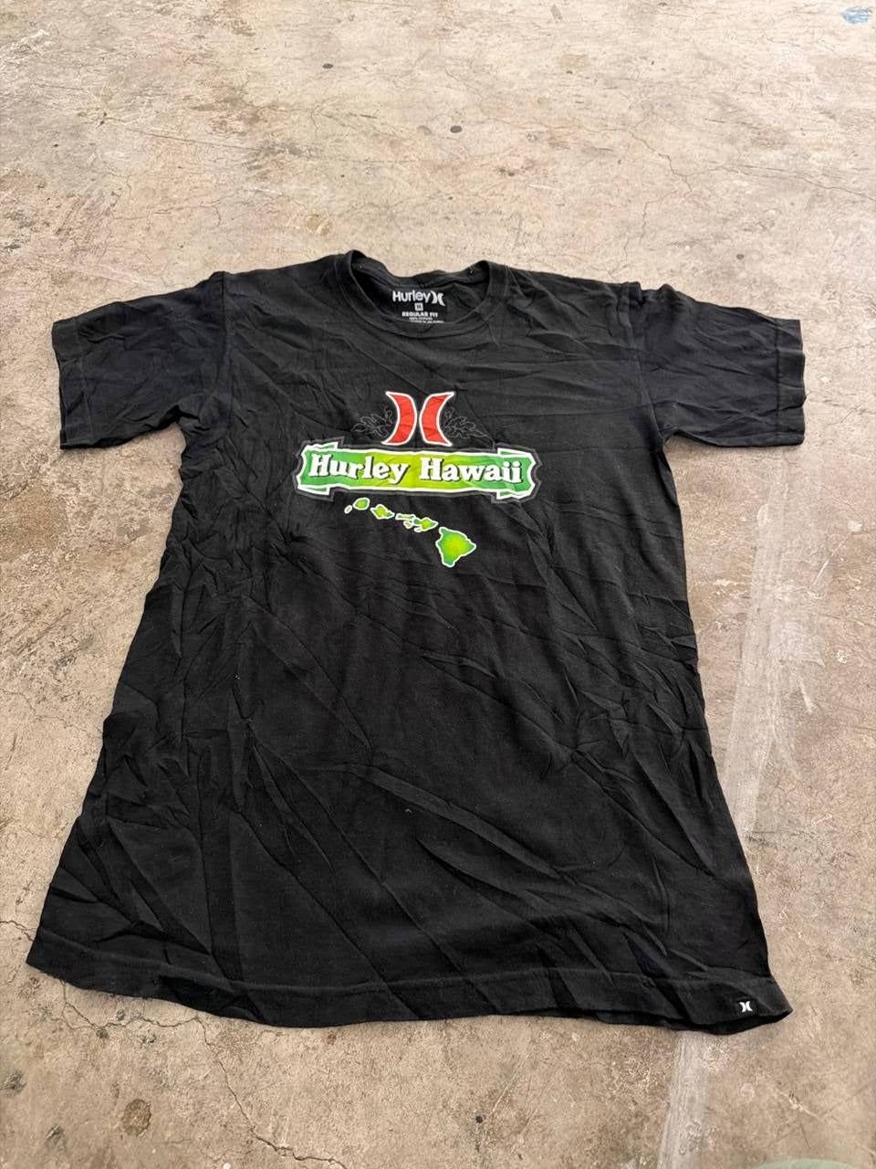 Hurley Graphic T-Shirt Hawaii Print Black Size M