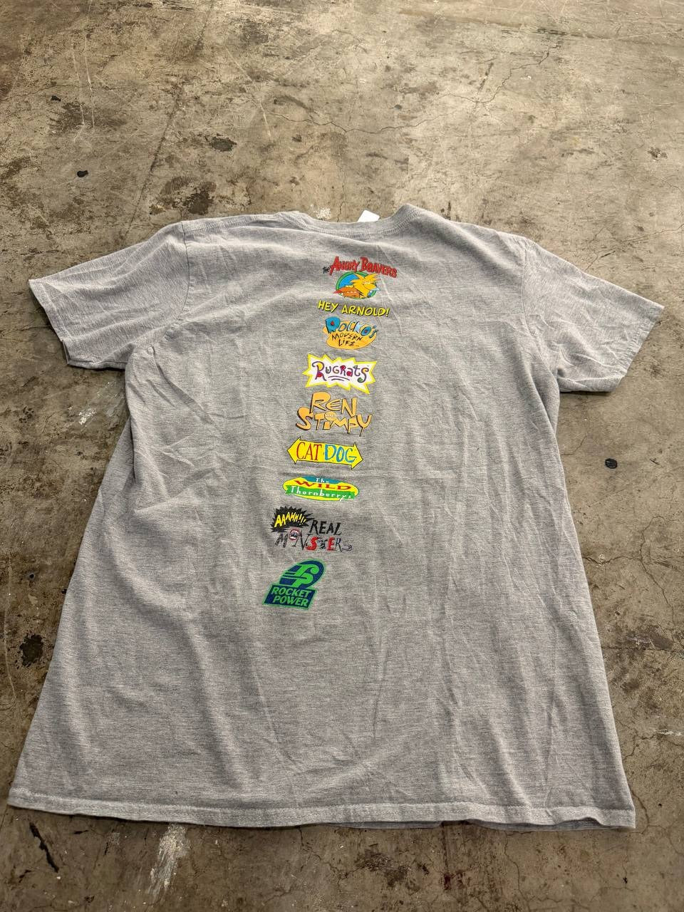 Nickelodeon Graphic T-Shirt Cartoon Characters Grey XL
