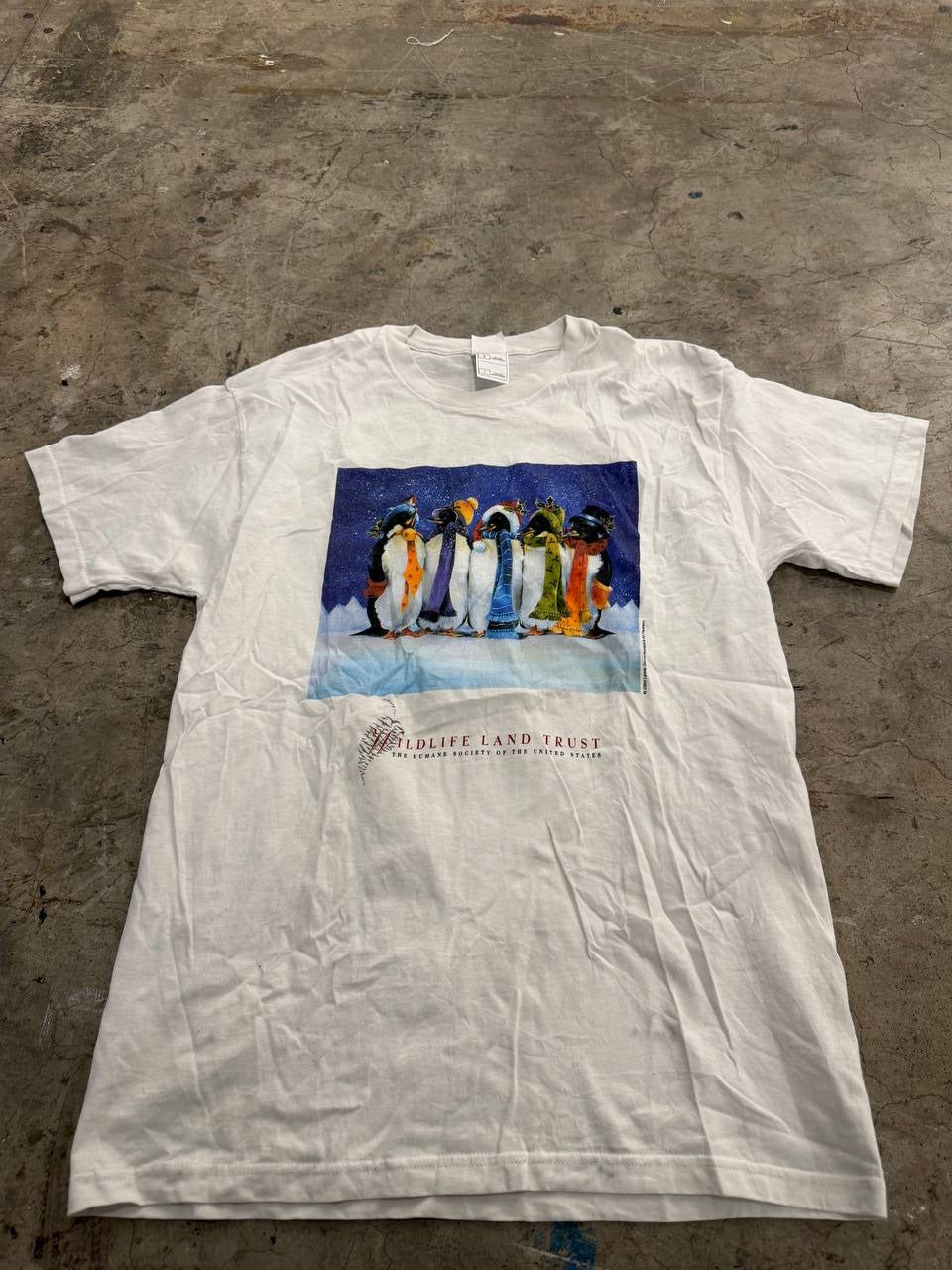 Fruit of the Loom T-Shirt Penguin Graphic White L