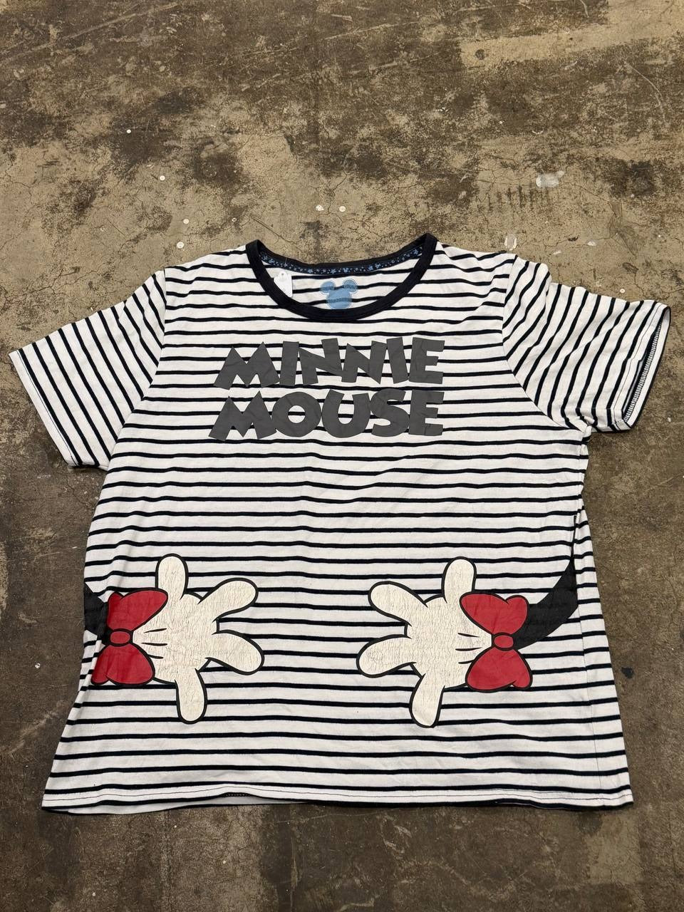 Disney Graphic T-Shirt Minnie Mouse Black and White Stripes