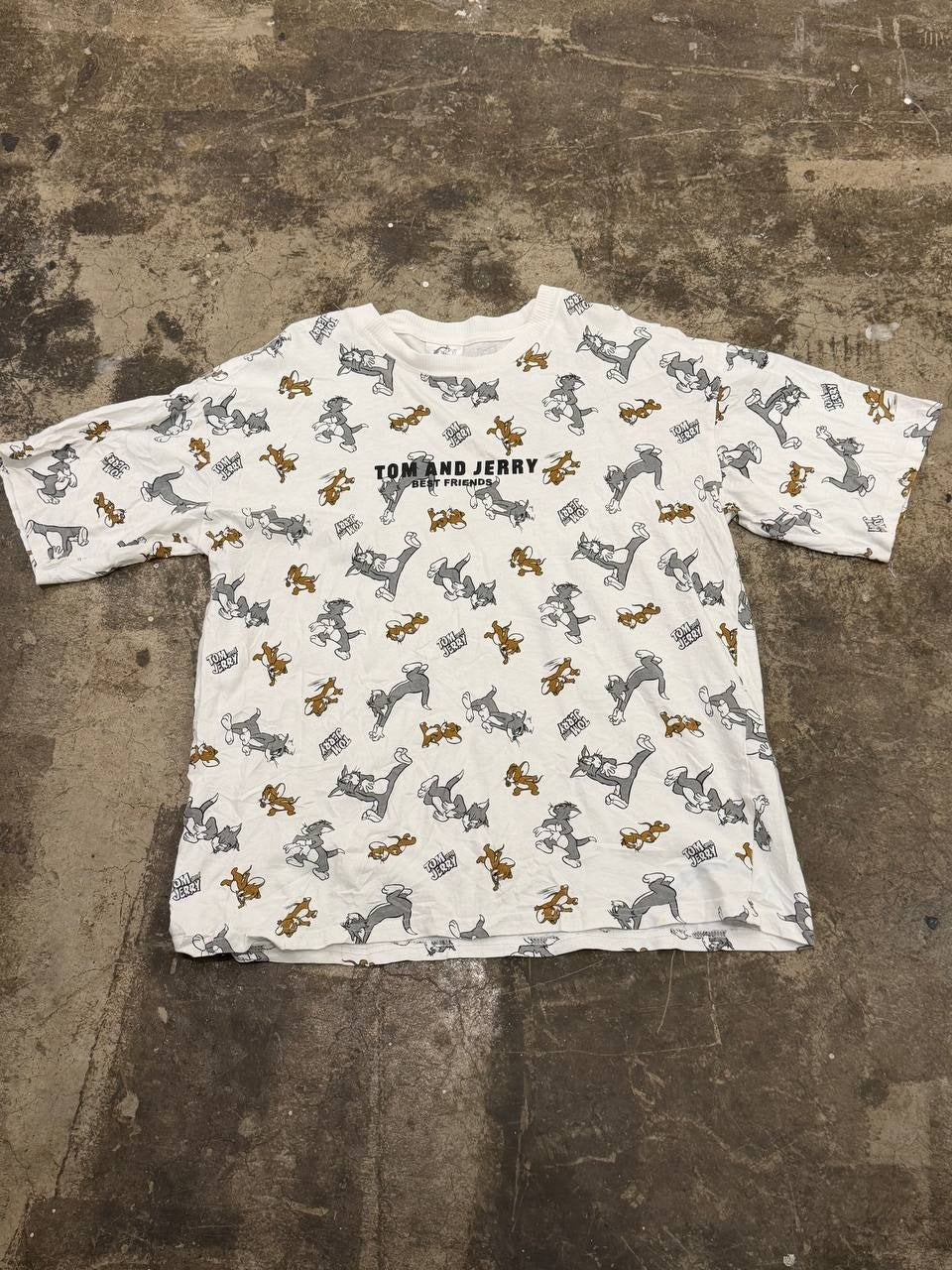 Tom and Jerry Graphic T-Shirt All-Over Print White