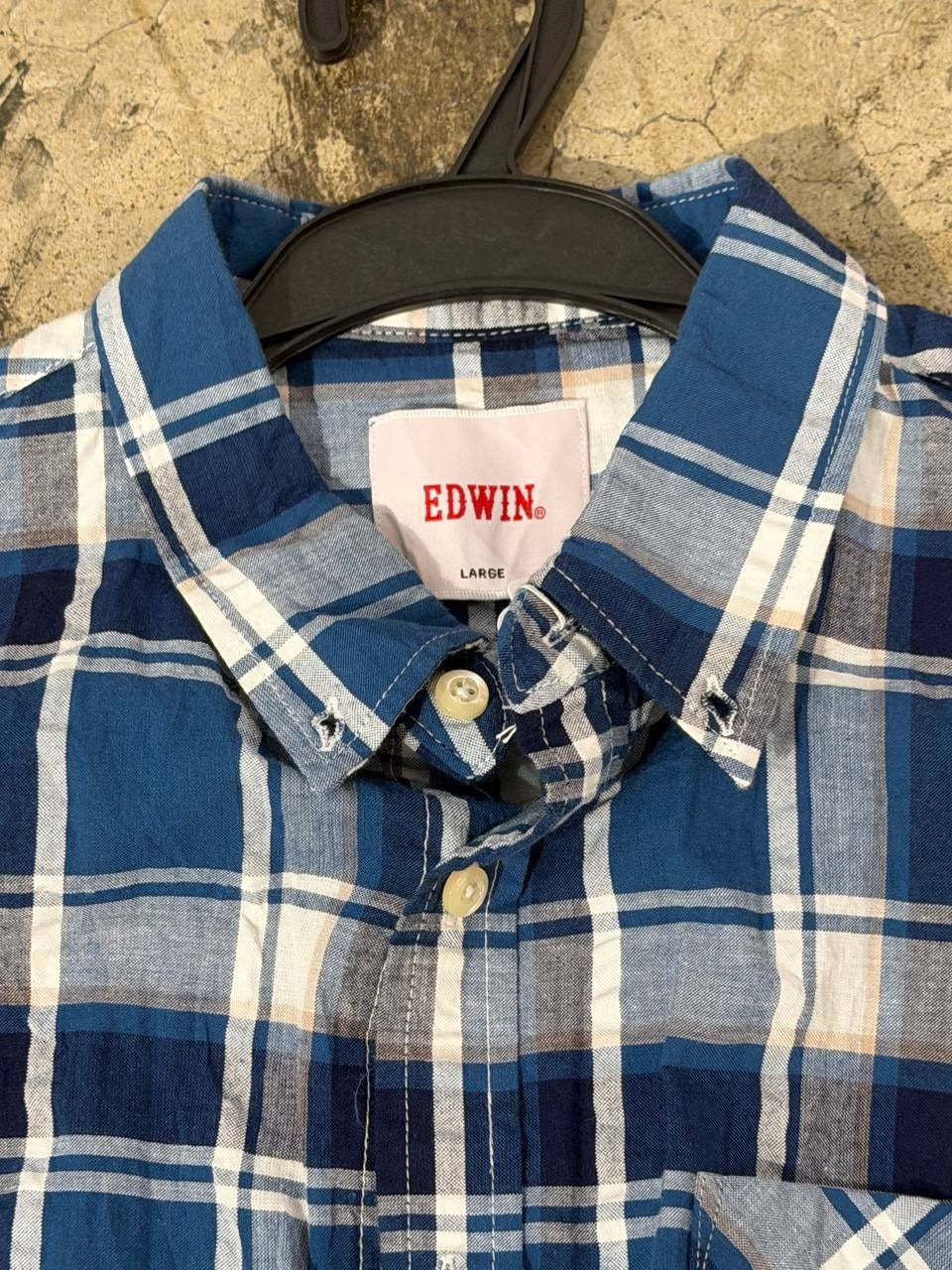 Edwin plaid short sleeve shirt blue L