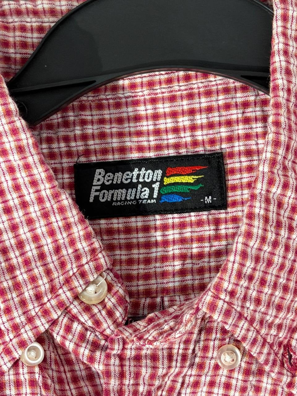 Benetton Formula 1 Button Up Shirt Checkered Red M