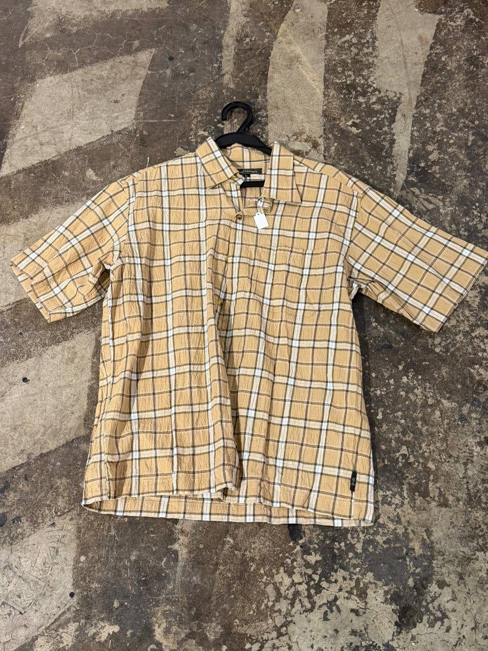 Ernest Hemingway button-up shirt plaid beige L