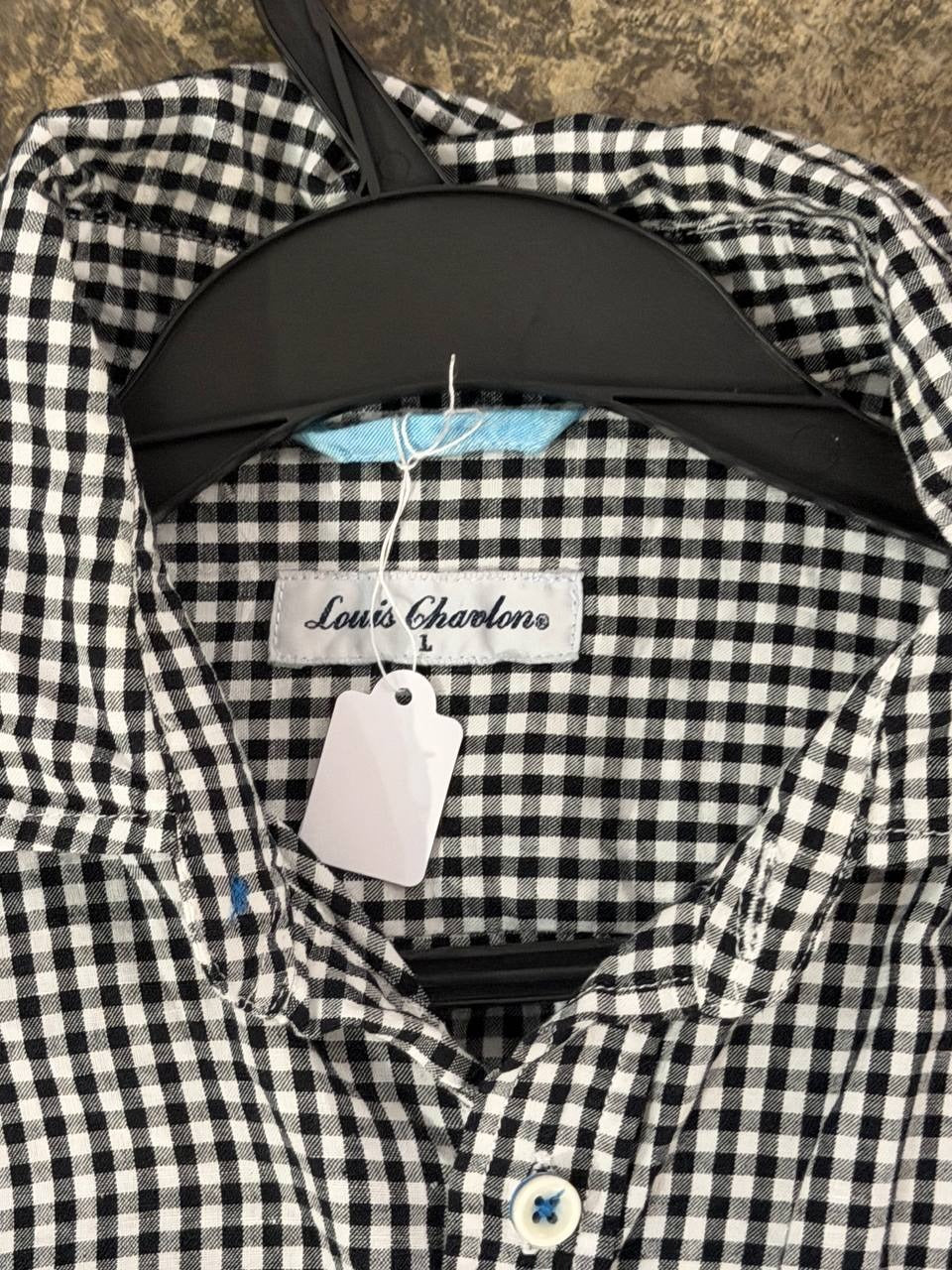 Louis Charalon button up shirt gingham black white L