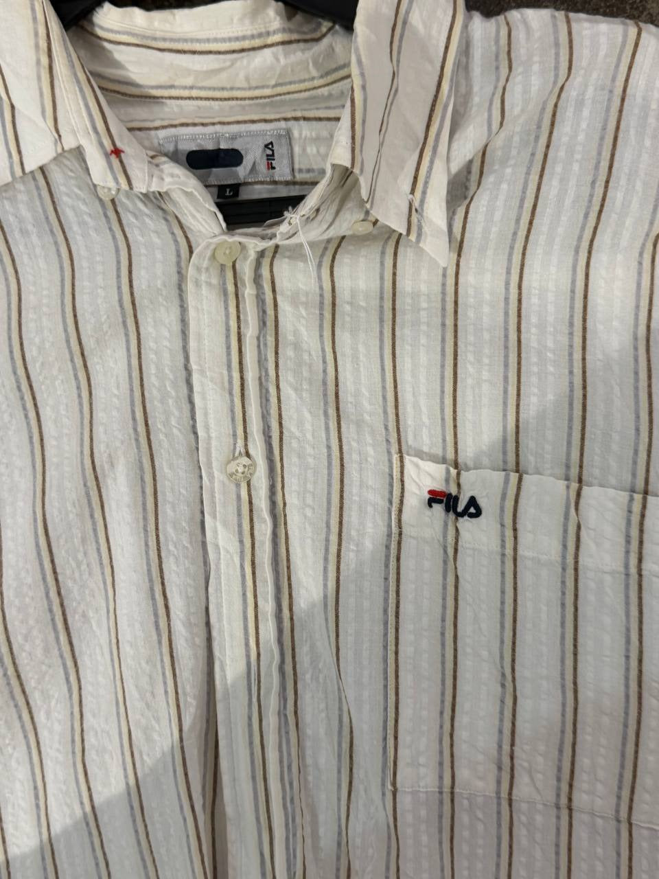 FILA button up shirt striped white L