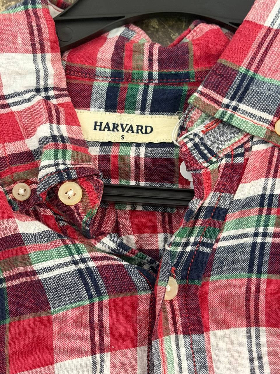 Harvard button-up shirt plaid red S