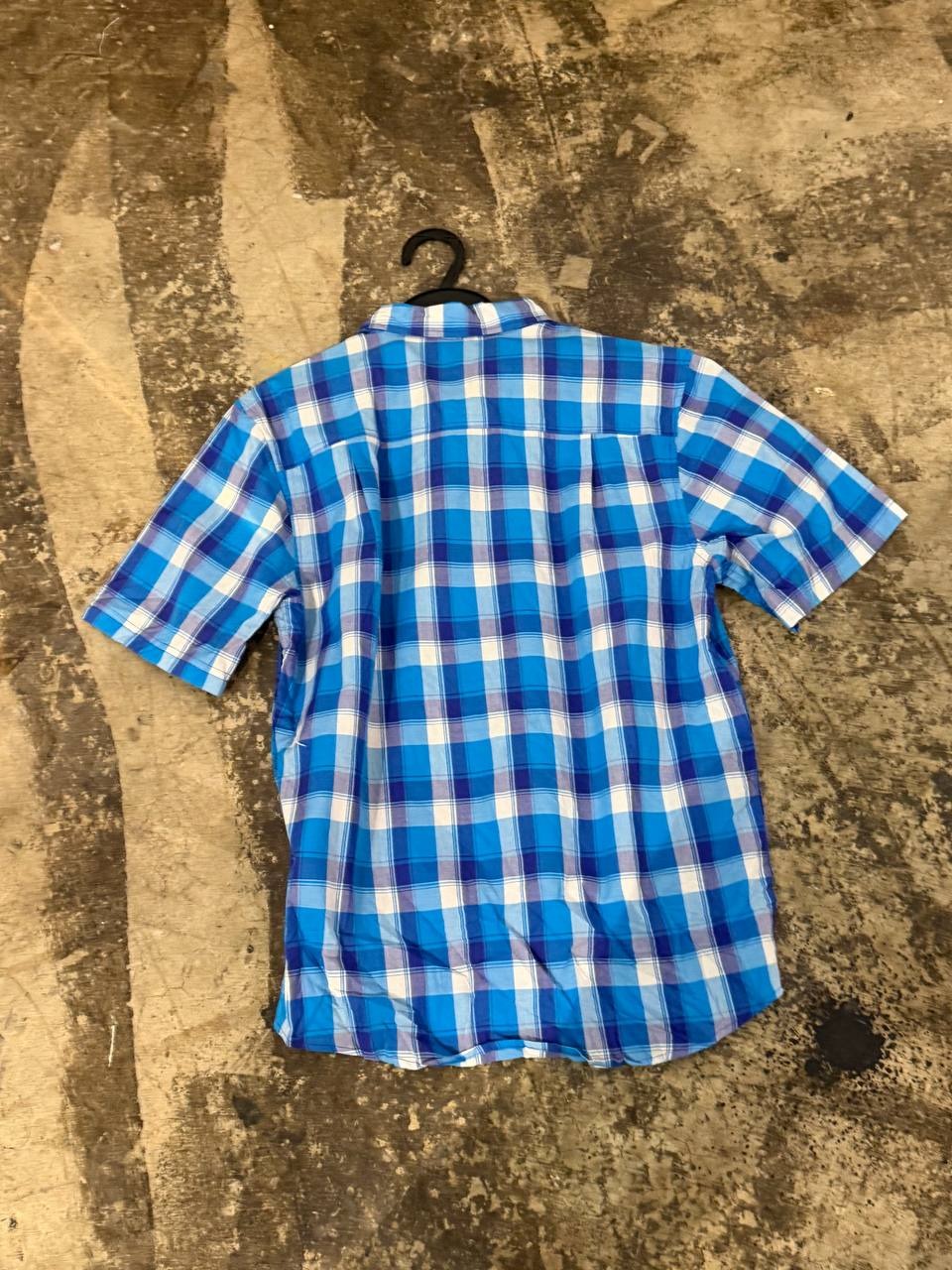 Adidas button-up shirt plaid blue S
