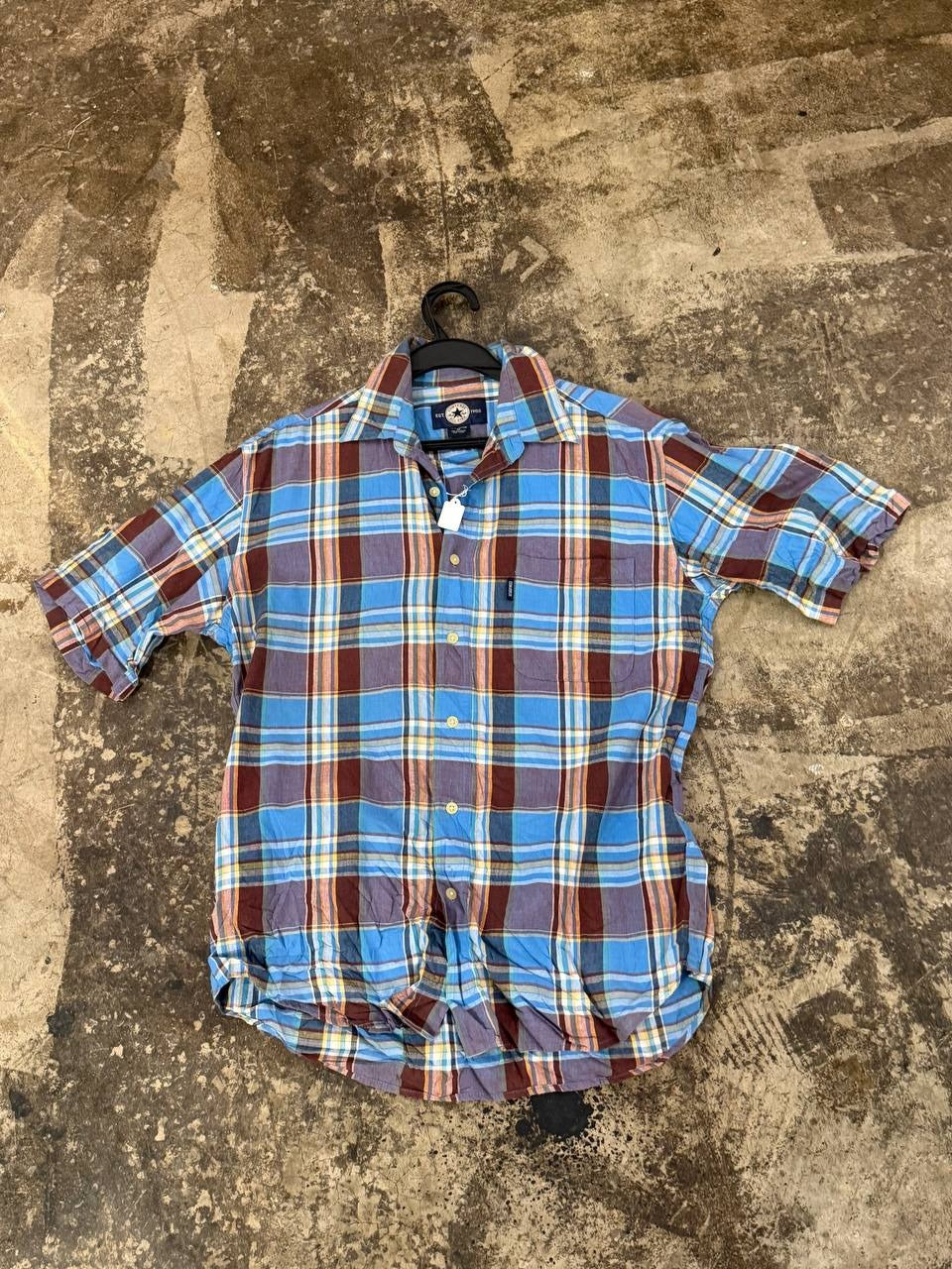 Converse button up shirt plaid blue brown M