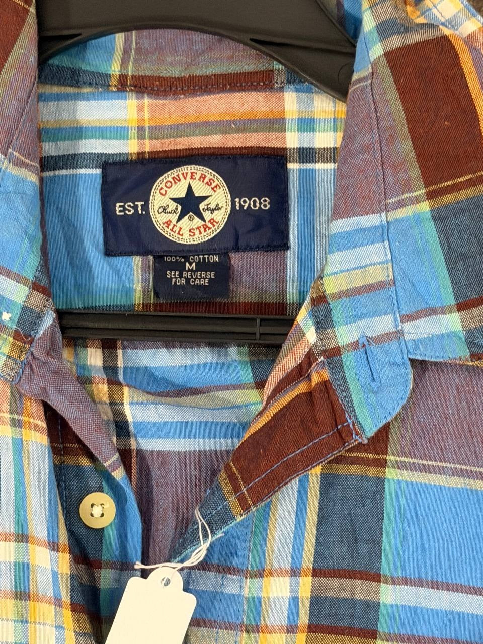 Converse button up shirt plaid blue brown M