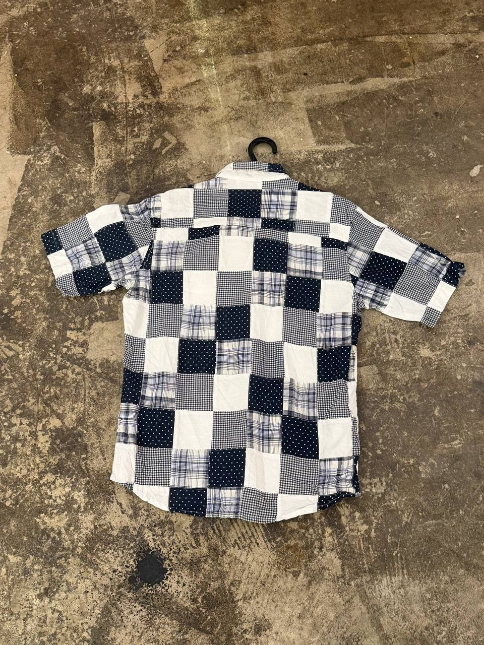 Splendid Satisfaction short sleeve shirt patchwork white blue L
