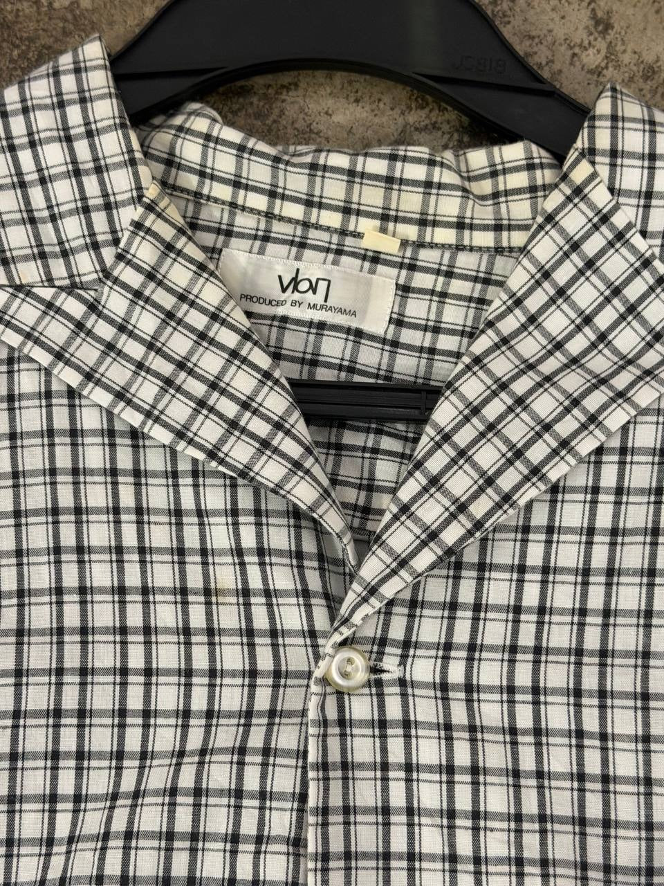 VOA button up shirt plaid black white M