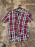 Tommy short sleeve checkered shirt red navy L