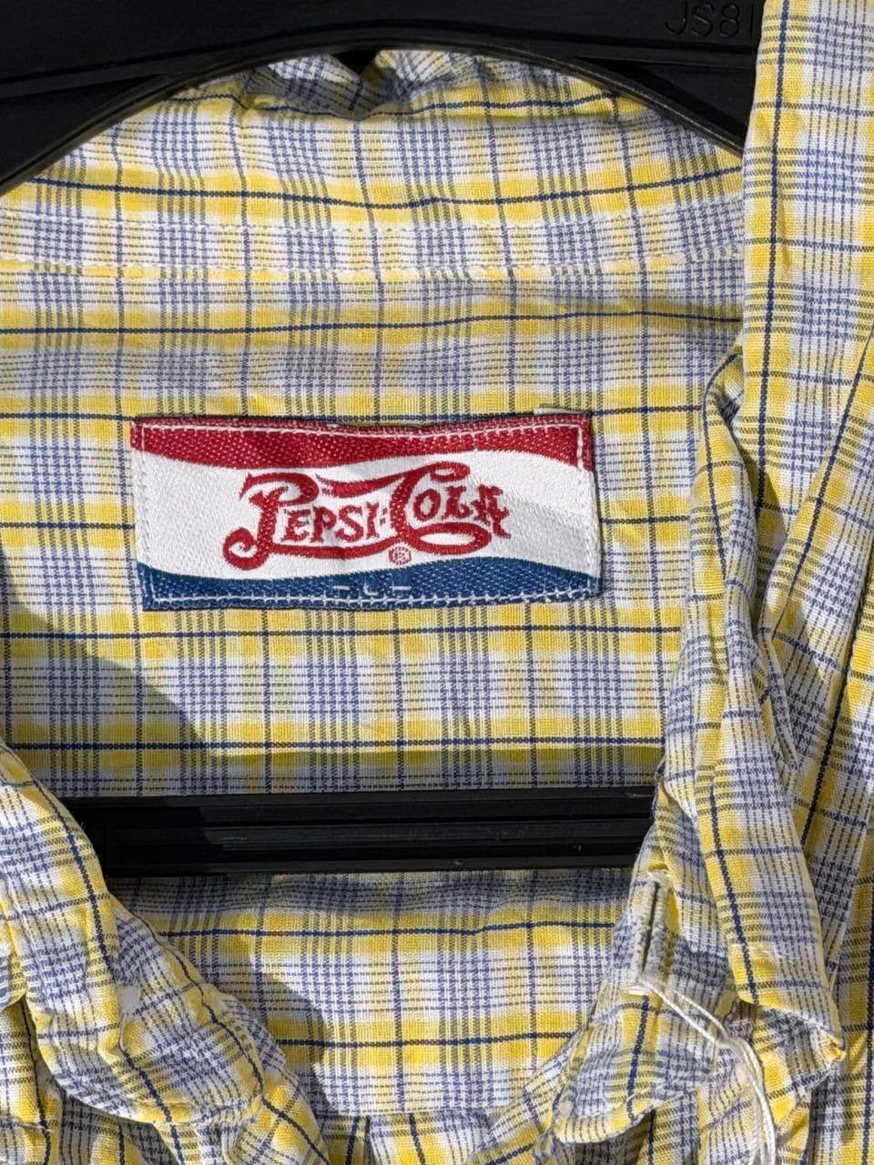 Pepsi Cola button up shirt yellow blue L