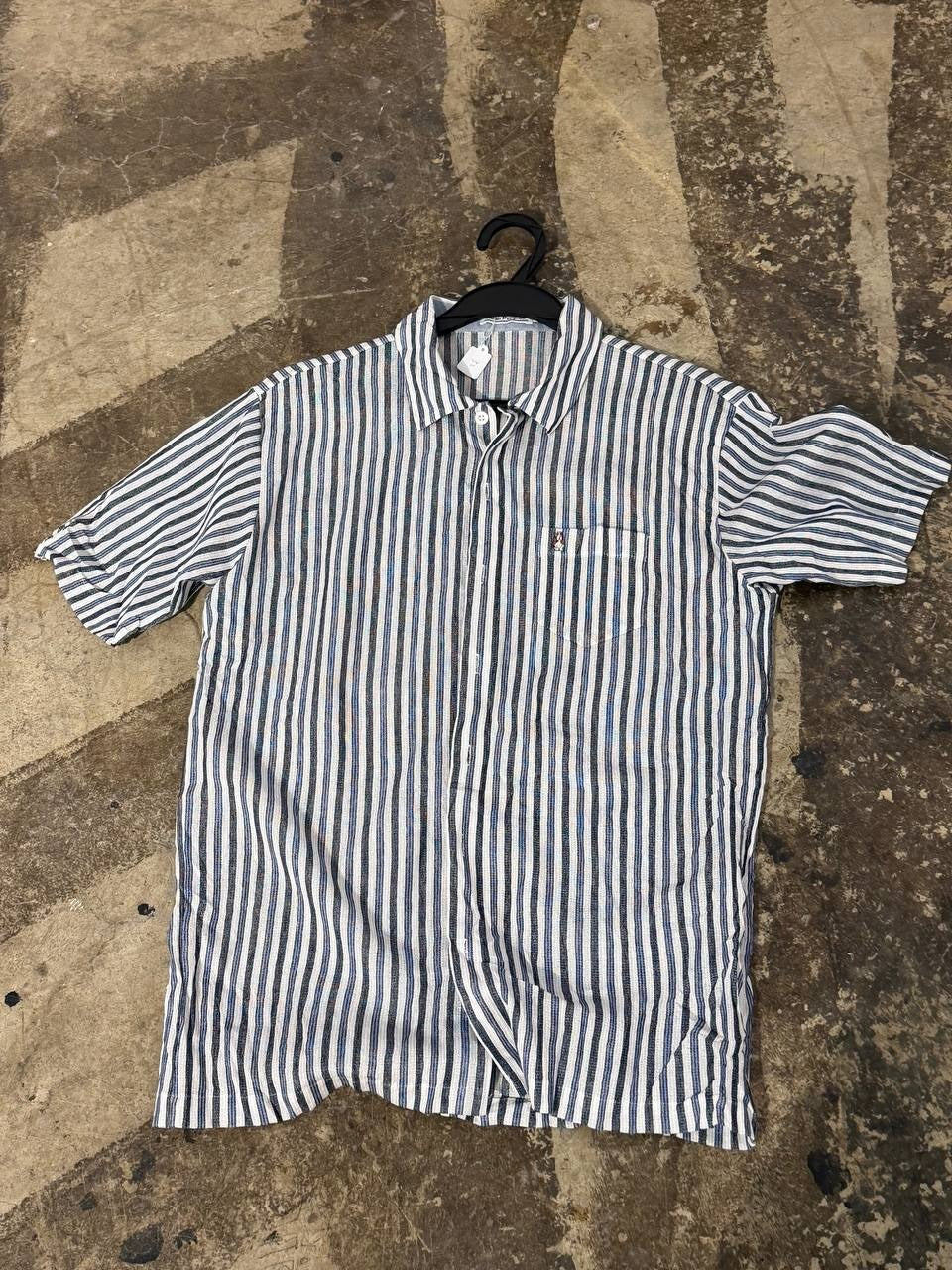 Hush Puppies button-up shirt striped blue white L