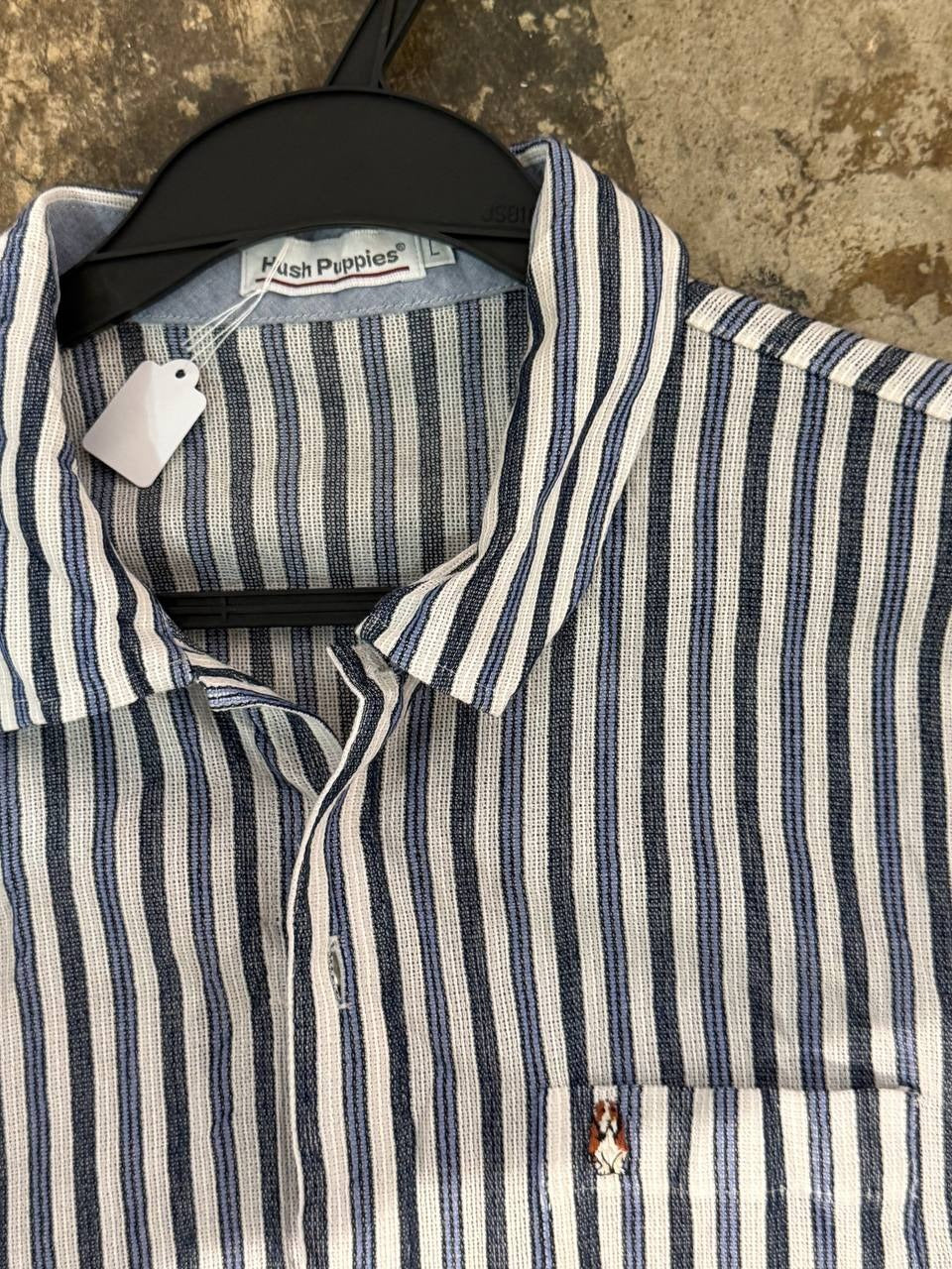 Hush Puppies button-up shirt striped blue white L