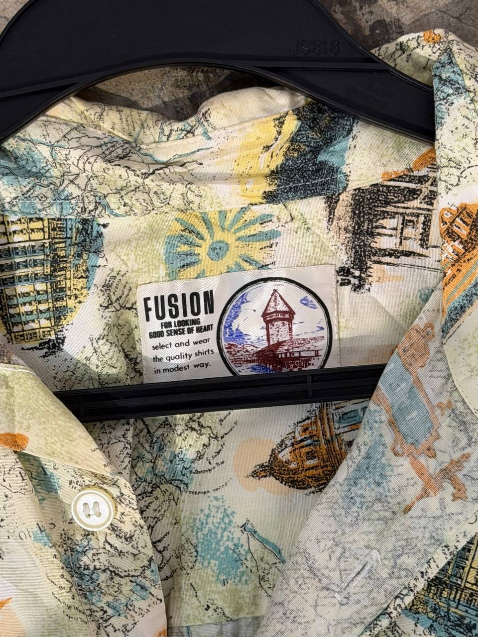 Fusion short sleeve shirt map print multicolour L