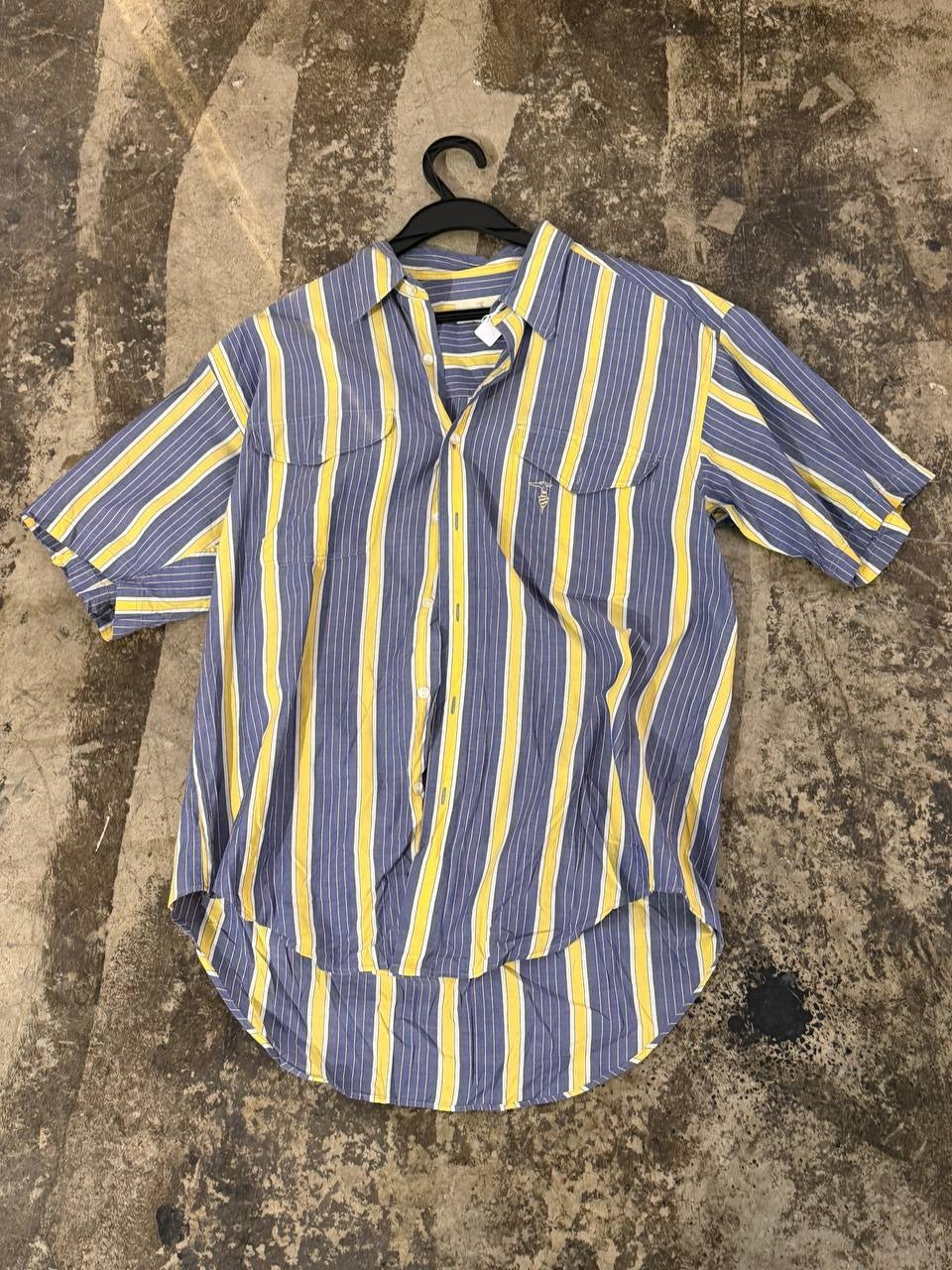 Trussardi button-up shirt striped blue yellow size L