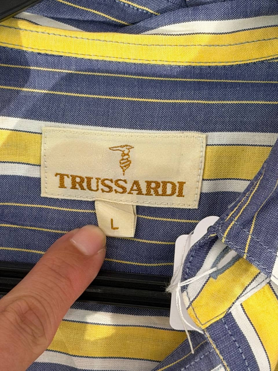 Trussardi button-up shirt striped blue yellow size L