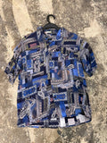 Kutir short sleeve shirt patchwork design blue L