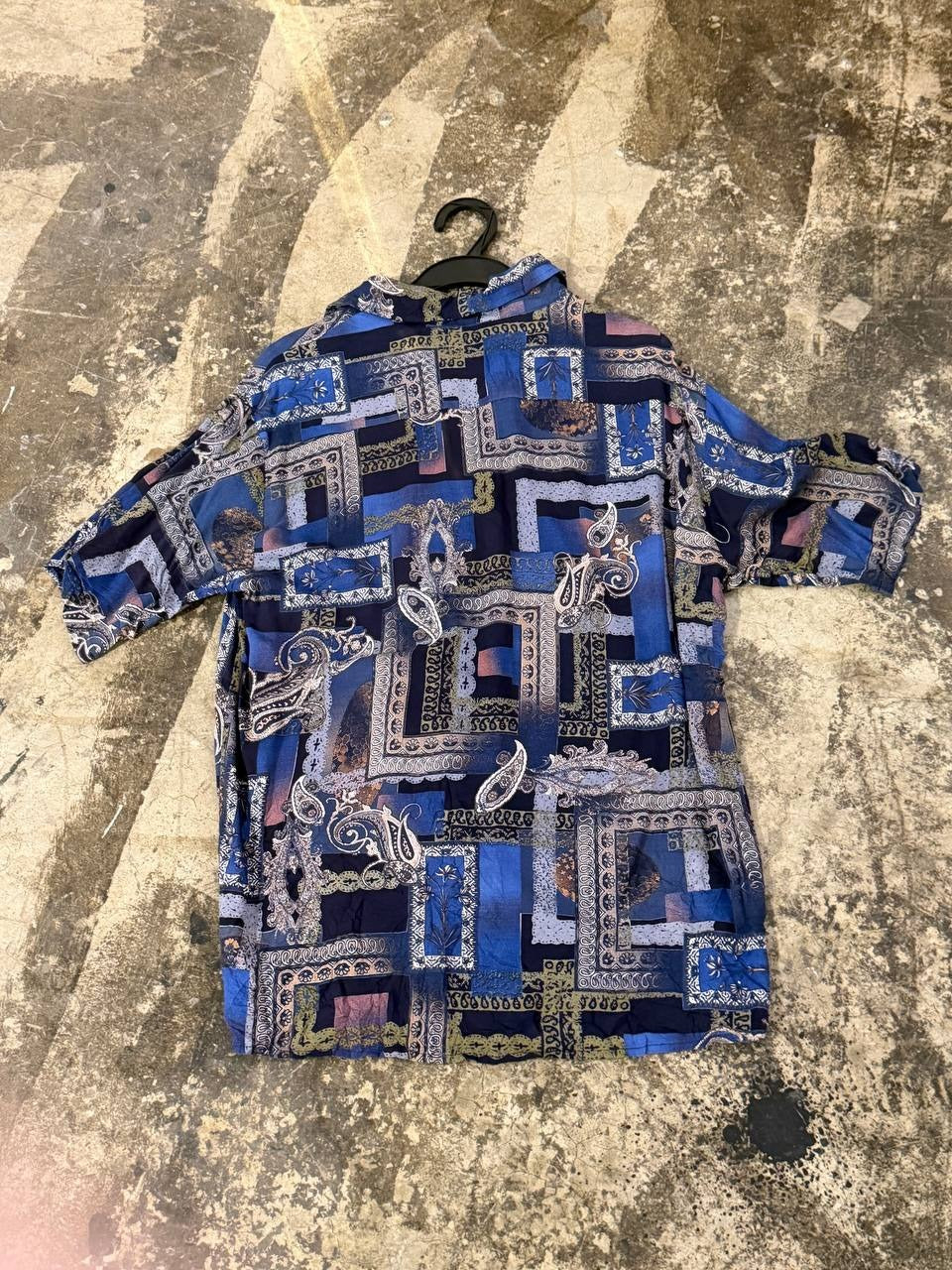 Kutir short sleeve shirt patchwork design blue L